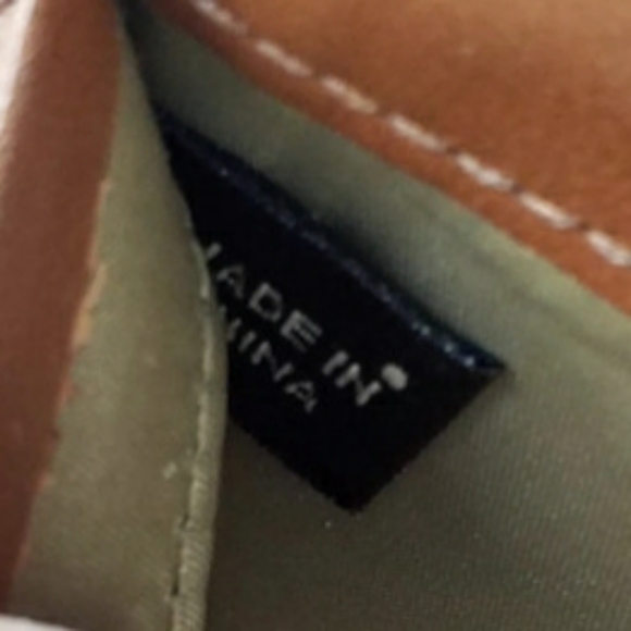 Coach Soho Signature Mini C Green Jacquard Dark Tan Trifold Checkbook Wallet Vtg - Picture 14 of 16